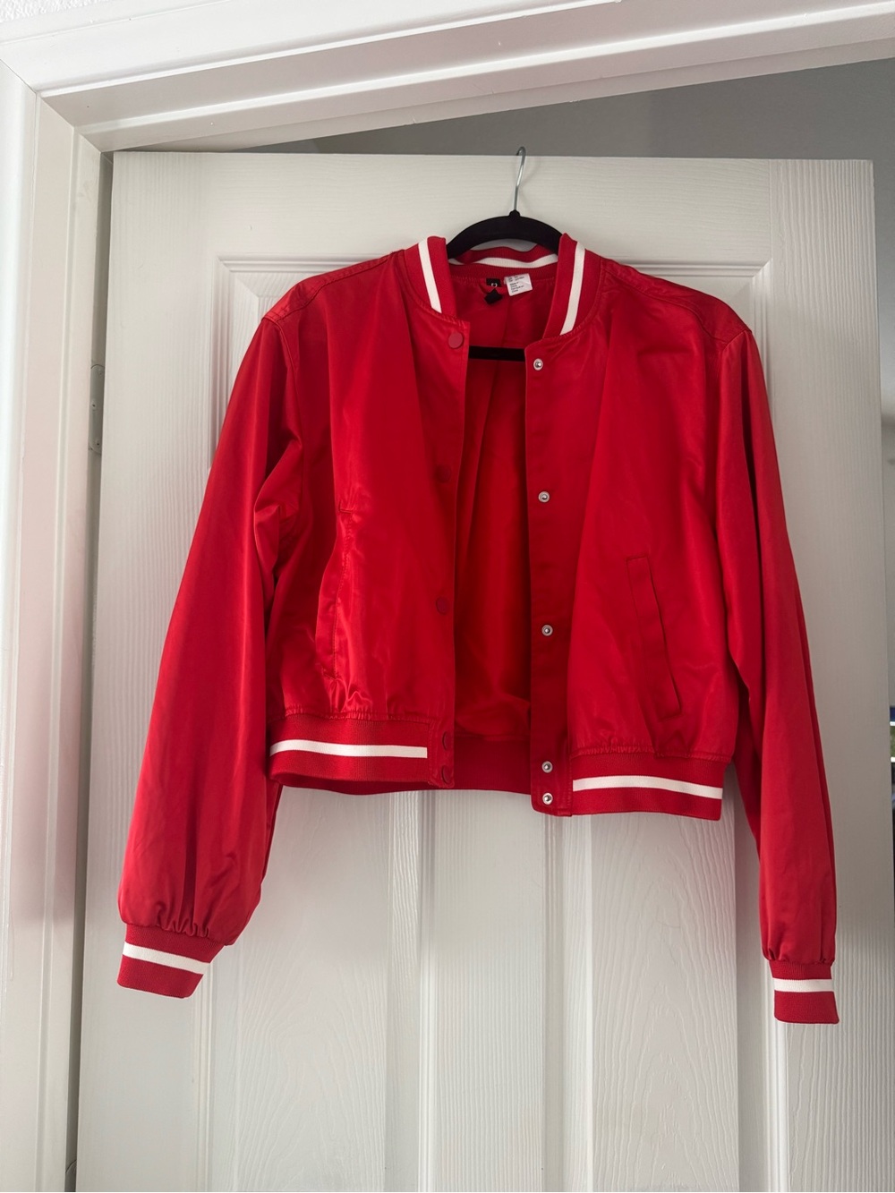 H&M Red Satin Bomber Jacket